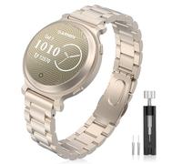 Astorgos Stainless Steel Watch Band Compatible with Garmin Lily 2/Lily 2 Active, Metal Sport Replacement Strap Quick Release Lightweight Adjustable Wristband for Men Women, Champagne Gold