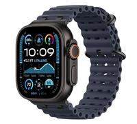 Astorgos Upgraded Ocean Band Compatible with Apple Watch Ultra 3/2/1 49mm,S11/S10 46mm,9/8/7 45mm,SE3/SE2/SE/6/5/4 44mm,3/2/1 42mm, Metal Connector Breathable Sport Watch Strap, Black/Navy Blue