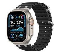 Astorgos Upgraded Ocean Band Compatible with Apple Watch Ultra 3/2/1 49mm,S11/S10 46mm,9/8/7 45mm,SE3/SE2/SE/6/5/4 44mm,3/2/1 42mm, Metal Connector Breathable Sport Watch Strap, Silver/Black