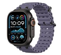 Astorgos Upgraded Ocean Band Compatible with Apple Watch Ultra 3/2/1 49mm,S11/S10 46mm,9/8/7 45mm,SE3/SE2/SE/6/5/4 44mm,3/2/1 42mm, Metal Connector Breathable Sport Watch Strap, Black/Mist Purple