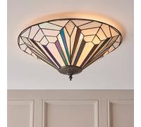 astoria 2 lights large flush ceiling light in dark bronze
