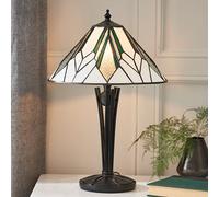 astoria small tiffany glass table lamp in black