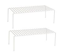 ASTOTSELL Set of 2 Kitchen Cupboard Organiser Shelf, Wire Cabinet Storage Racks for Pantry, Fridge, Freezer and Countertop, Rust-Resistant Metal Shelves for Plates, Cups and Spices - White