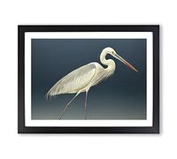 Astounding Heron Bird Framed Wall Art Print A2 Black