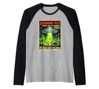 Astounding Tales Vintage Sci-Fi Fiction Comic Meme Raglan Baseball Tee