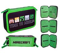 Astra Minecraft 3-Compartment Pencil Case, Large with 3 Compartments, Colourful, Polyester, Zipper, 3.0 liters, Boys