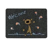 Astra Premium Rep Mat Flocky Color Polypropylene Entrance Door Mat 40 x 60 x 0.8 cm, Welcome Bär - Grau/Anthrazit, 40 x 60 x 0,8 cm