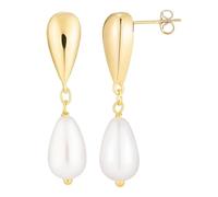 AstraGlam 14K Gold Plated Pearl Drop Earrings - Elegant Teardrop Dangle Earrings with Pearl Charm - Gold Hanging Earrings for Women and Bridal Looks