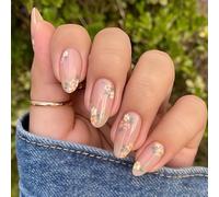 AstraGlam 24Pcs Pink Press on Nails with Daisy Design, Medium Almond Shaped Soft Gel False Nails, Spring Floral Fake Nails for Women and Girls Nail Art Set