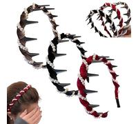 AstraGlam 3 PCS 2025 New Retro High Skull Imitation Pearl Headbands, Vintage High Cranium Artificial Pearl Headband, Braided Tooth Zig Zag Headbands, Women's Fashion Hair Accessories (One Size)
