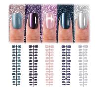 AstraGlam 3D Cat Eye Press On Nails with 15 Different Sizes, Stick on Nails with Soft Gel in Five Colors, Ideal for Nail Salons and DIY