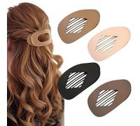 AstraGlam 4Pcs Large Flat Round Hair Clips Oval Claw Clips for Thick Medium Thin Hair Non Slip Strong Hold Barrettes Duckbill Accessories for Women Girls Matte Solid Neutral Color