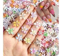 AstraGlam 50Pcs 3D Flower Nail Charms Set, Colourful Nail Art Charms Accessories, Nail Charms for Nails, Ideal for Nail Art, Manicure Decoration and DIY Nail Designs