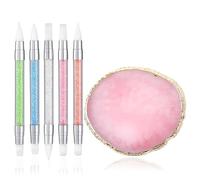 AstraGlam 5Pcs Nail Art Sculpture Brushes Resin with Nail Art Palette, Dual Tipped Silicone Nail Tools, French Tip Nail Pen, Nail Art Tools for Design Nail Foil Carving Drawing