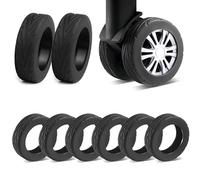 AstraGlam 8 Pcs Upgrade Luggage Wheel Covers, Carry On Luggage Suitcases,Wear-Resistant, Anti-Noise, Silicone Wheel Protective Covers for 2-2.4" Spinner Wheel,Essential Travel Accessories (Black)