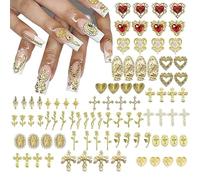 AstraGlam® 88 Pieces 3D Gold Nail Charms, Nail Art Decorations, Nail Charms, Exclusive with Rhinestones for a Luxurious Manicure Experience