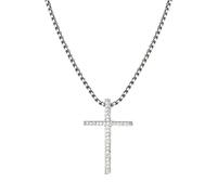 AstraGlam 925 Silver Cross Necklace for Women with Zirconia, Modern Style Cross Pendant Chain for Daily Wear, Gift, or First Communion