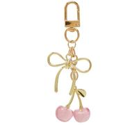 AstraGlam Cherry Keychain for Women - Cute Bag Charm with Bow for Handbag, Longchamp Purse, Backpack or Car Keys, Stylish Accessory for Daily Use or Gift Giving
