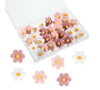 AstraGlam Flower Push Pins, 30 Pcs Thumbtacks for Cork Boards, 2.3 cm Cute Tacks for Bulletin Boards, Corkboards, Cardboard, Poster Hanging, Wall Decoration (Pink + White)