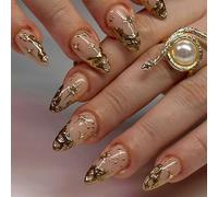 AstraGlam French Press On Nail Short, 3D Design Art Nail, Soft Gel Artificial Nails With Nail Glue And Accessories, Ideal For Salon-Like Look
