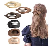 AstraGlam hair clips for women. The set comes with six clips in neutral colors, featuring flat oval and leaf shapes. They are suitable for medium-thin and thick hair, providing a good hold