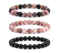 AstraGlam Healing Crystal Bracelets for Women 8mm Handmade Natural Stone Beaded Stretch Bracelet Triple Protection, Crystal Jewelry Yoga Meditation Relax Gifts Friendship Birthday BFF for Women