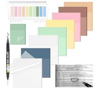 AstraGlam Transparent Sticky Notes with Sticky Tabs & Marker Pen, 10 Pack Clear Sticky Note, Strong Adhesion, Waterproof Translucent Sticky Note for Study, Book,Office,School Supplies