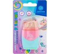 ASTRAKIDS, Manual, Plastic, Pencil Sharpener with Eraser, Unicorn, For Pencils, School, Double Blade, 1 pcs.