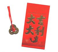 Astral Aspects 3 Lucky Chinese Wealth Coins on Red Ribbon with Red Prosperity Envelope