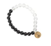 Astral Aspects Black Obsidian and Quartz Yin Yang Charm Bracelet