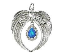 Astral Aspects Sterling Silver Blue Opal Angel Wings Pendant