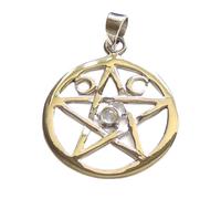 Astral Aspects Sterling Silver Rainbow Moonstone Triple Moon Pentacle Pendant