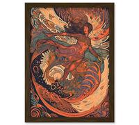Astral Projection Conceptual Art Illustration Artwork Framed Wall Art Print A4 Artery8 Brown One Size