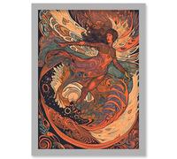 Astral Projection Conceptual Art Illustration Artwork Framed Wall Art Print A4 Artery8 Light Grey One Size