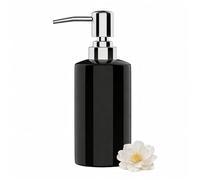 AstraLoom Black Soap Dispenser, 250ml/9oz Cylindrical Ceramic Sturdy & Refillable Bottle with Rustproof Plastic Pump Head for Shampoo/Bath Milk/Liquid Soap for Bathroom & Kitchen