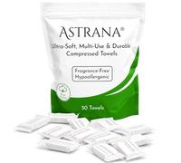 Astrana Face Compressed Towel Tablets Ultra Soft Disposable Cotton Facial Washcloths for Makeup Removal, Skincare, and Spa, Plastic-Free & Lint-Free, White,Pack of 50