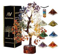 AstraVeda Crystal Tree, 7 Chakra Pendant With Set of 7 mini Chakra Pyramids, Healing Crystal, Gemstone Tree, Crystal Gifts, Healing Stones, Spiritual Gifts, Crystal Pyramid (BND1019)