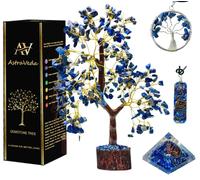 AstraVeda Lapis Lazuli Crystal Tree - Feng Shui Wisdom Table Ornament | Handcrafted gemstone Tree of Life with healing crystals for truth, inner peace, spiritual gifts, positive energy, room decor.