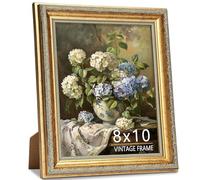 ASTRDECOR 8x10 Picture Frame, Ornate Vintage Gold Photo Frames with HD Glass for Wall Hanging and Tabletop Display, 8 x 10 Antique Photo Frame with Distressed Rust-Like Finish, Retro Home Decor