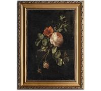 ASTRDECOR Framed Canvas Wall Art of Vintage Flower, Floral Rose Retro Picture Paintings, Botanical Floral Wall Artwork, Victorian Picture Framed Prints for Living Room Gallery Decor - 16x24inch