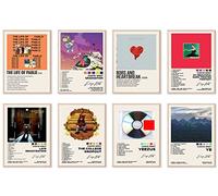 ASTRDECOR Kanye Album Cover Limited Edition Posters Set of 8, Rapper Music Canvas Wall Art Prints for Teens, Girls Room Decor (8x10inch, Unframed)