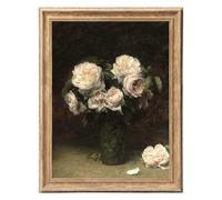 ASTRDECOR Vintage Floral Framed Wall Art 12x16, Retro Moody Roses Canvas Art Decor with Rustic Wood-Look Frame, Antique Flower Botanical Painting Home Décor or Gift for Nursery, Bathroom, or Office