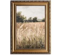 ASTRDECOR Vintage Wildflower Wall Art, Gold Framed Wall Art Farmhouse Wall Decor Wildflower Field Landscape Oil Painting, Neutral Spring Country Scenery Pictures Retro Wall Decor - 16"x24"