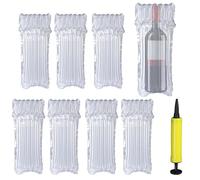 Astrevo 8PCS Wine Bottle Protectors, Reusable Bubble Wrap Bags Air Wrap for Wine, Inflatable Protectors with Pump for Travel Safe Packaging and Transportation