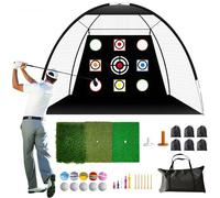 Astrevo Golf Practice Net - 10x7 Feet (300x200cm) Golf Nets for Garden Backyard Driving with Tri-Turf Mat Set & 10 Balls | Accessories Simulator for Home Training Chipping