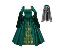 ASTRICOS Queen Anne Boleyn Tudor Mary Boleyn Cosplay Costume Green Ball Gown Tudor Elizabethan Fancy Dress With Hat Full Set (Green, M)