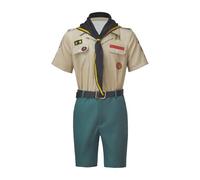 ASTRICOS Scout Uniform Cosplay Costume, Adult Halloween Outfit, Khaki and Green Two-piece Set with Belt (M)
