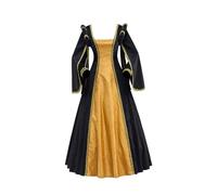 ASTRICOS Tudor Dress Queen Anne Boleyn Costume Ball Gown Women Renaissance Baroque Layered Damask Costume Dress (black, M)