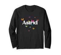 Astrid - Adorable Girl Name with Colorful Butterlies Long Sleeve T-Shirt