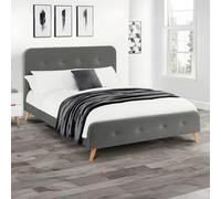 Astrid Bed - Grey Fabric - 5ft King Size - Curved Retro